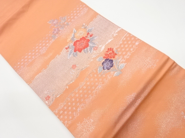JAPANESE KIMONO / VINTAGE NAGOYA OBI / WOVEN FLOWER & STRIPE